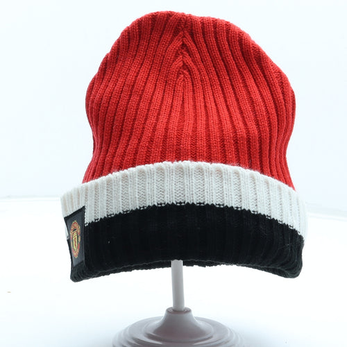 Manchester City FC Mens Red Striped Acrylic Beanie One Size - Logo Football