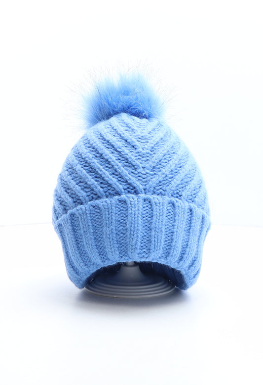 Marks and Spencer Womens Blue Acrylic Bobble Hat One Size