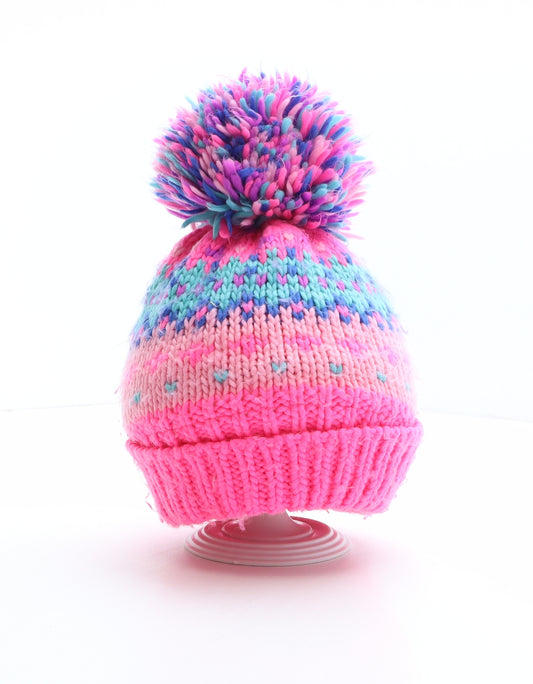 TU Girls Multicoloured Fair Isle Acrylic Bobble Hat One Size