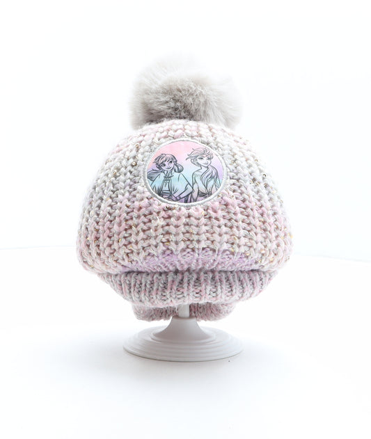 George Girls Pink Acrylic Bobble Hat One Size - Disney, Frozen, Elsa and Anna