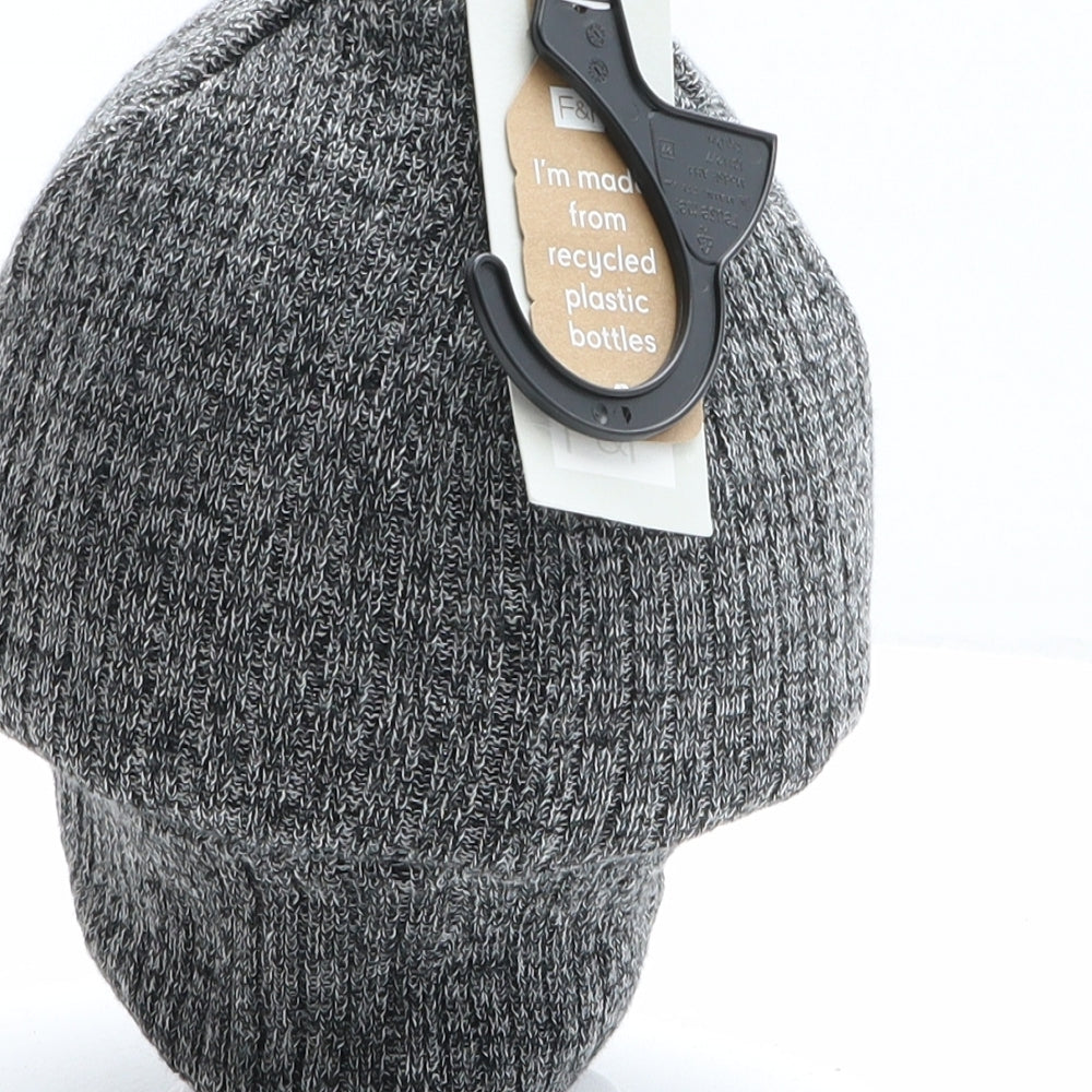 F&F Mens Grey Polyester Beanie One Size