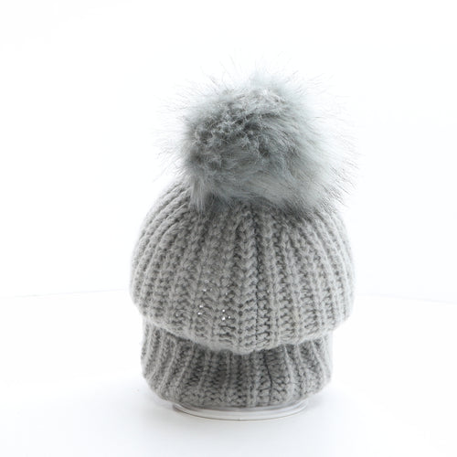 New Look Womens Grey Acrylic Bobble Hat One Size