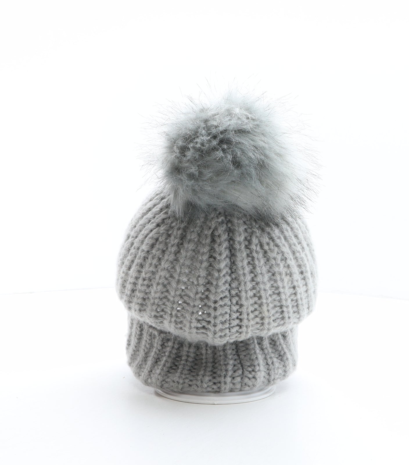 New Look Womens Grey Acrylic Bobble Hat One Size