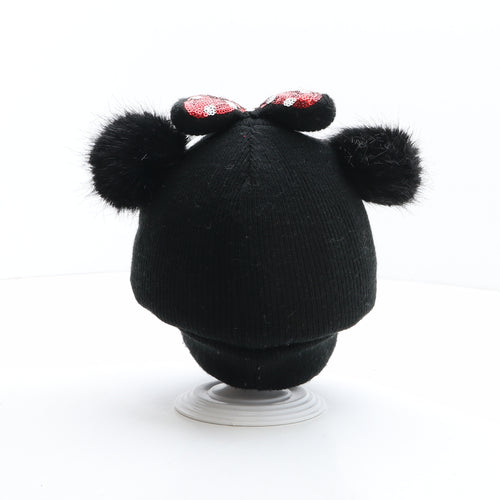 H&M Girls Black Acrylic Bobble Hat One Size - Disney, Minnie Mouse