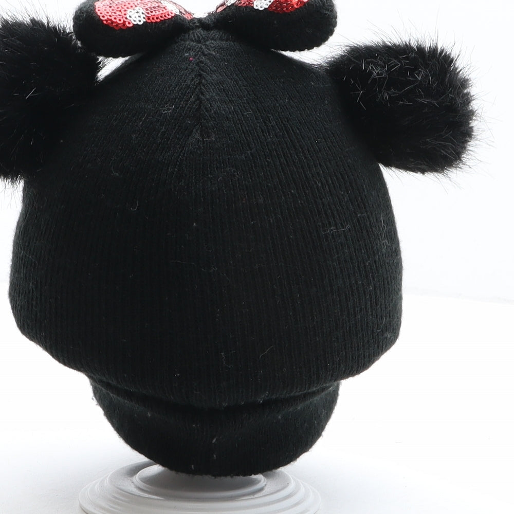 H&M Girls Black Acrylic Bobble Hat One Size - Disney, Minnie Mouse