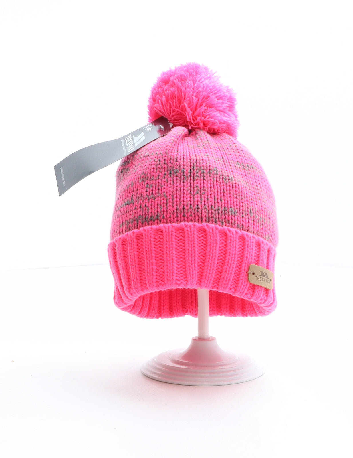 Trespass Girls Pink Acrylic Bobble Hat One Size