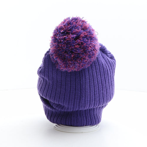 Preworn Womens Purple Acrylic Bobble Hat One Size