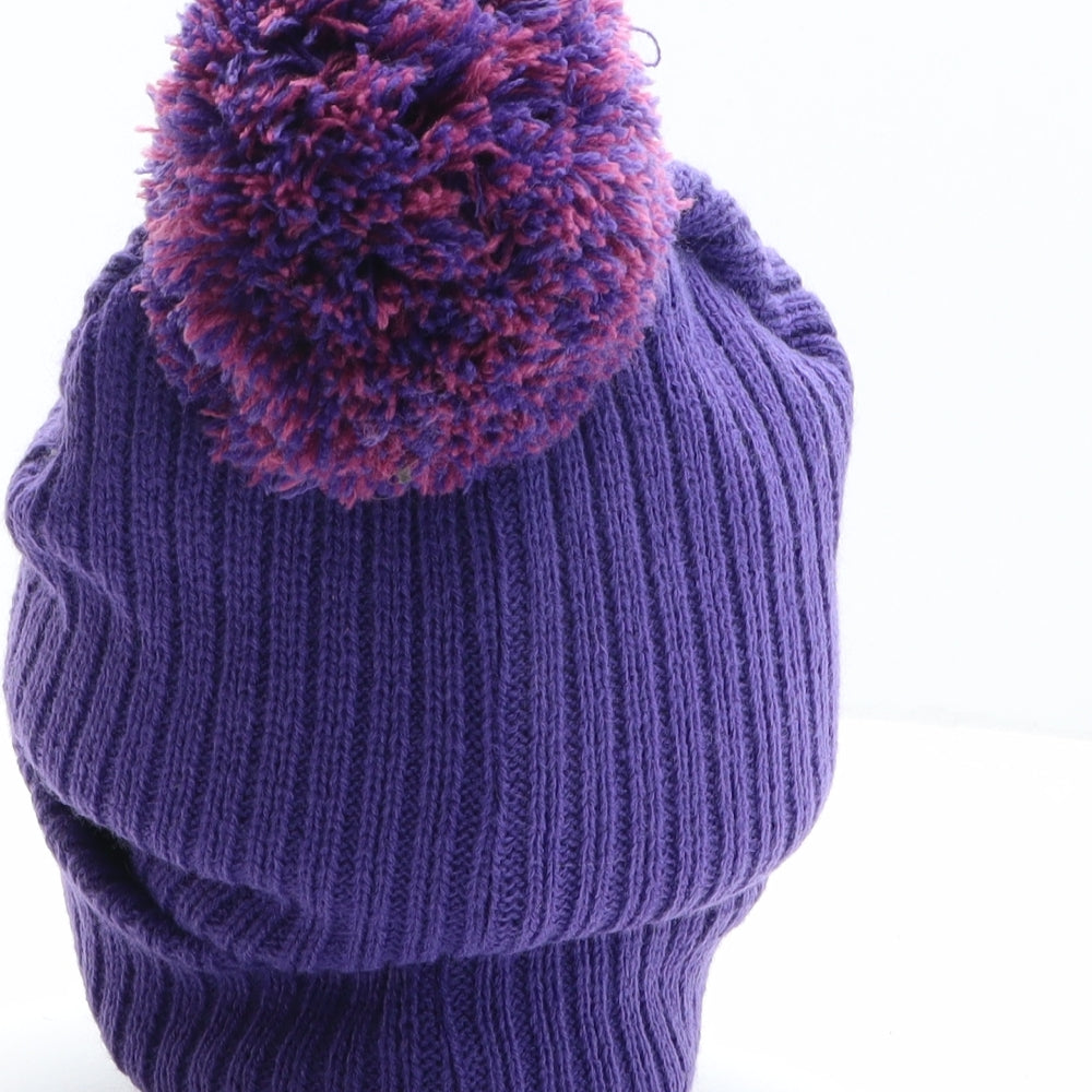 Preworn Womens Purple Acrylic Bobble Hat One Size