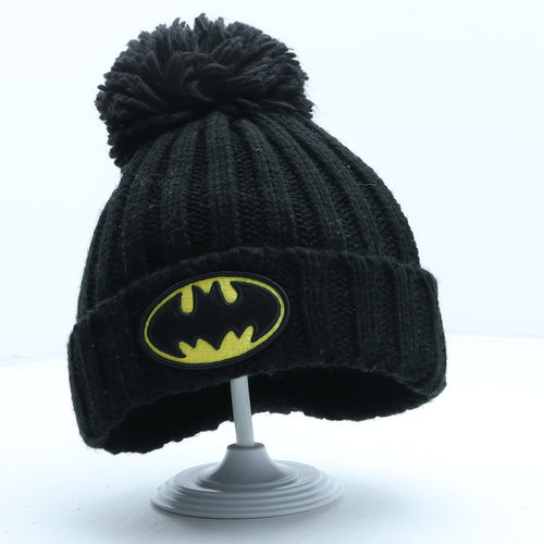 NEXT Boys Black Acrylic Bobble Hat One Size - Batman UK Size 3-4 Years