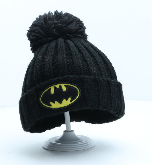 NEXT Boys Black Acrylic Bobble Hat One Size - Batman UK Size 3-4 Years