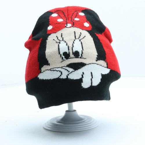 Young Dimension Girls Red Colourblock Acrylic Beanie One Size - Minnie mouse UK Size 3-6 Years