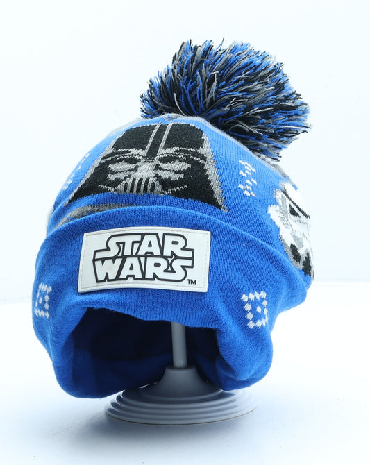 TU Boys Blue Fair Isle Acrylic Bobble Hat One Size - Star Wars