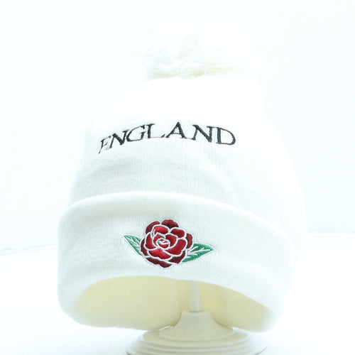 England Womens Ivory Acrylic Beanie One Size