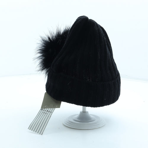 Helene Berman Womens Black Wool Beanie One Size