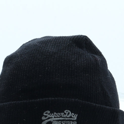 Superdry Mens Black Acrylic Beanie One Size - Logo