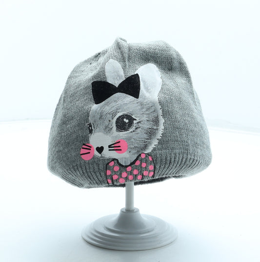 H&M Girls Grey Acrylic Beanie Size S - Bunny Rabbit