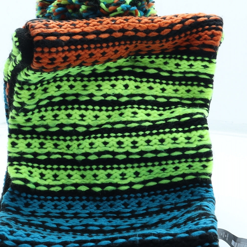 Nutmeg Boys Multicoloured Striped Acrylic Bobble Hat Size S