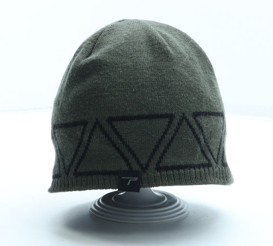Parallel Mens Green Geometric Acrylic Beanie One Size