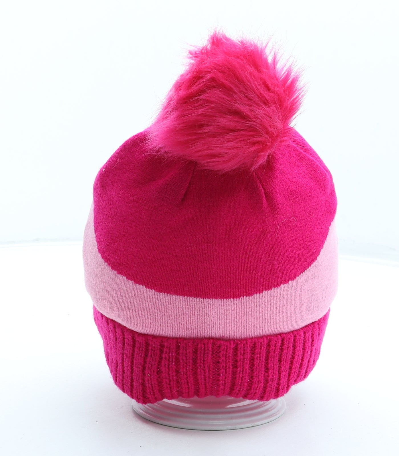 TU Girls Pink Geometric Acrylic Bobble Hat Size S - Poppy Trolls