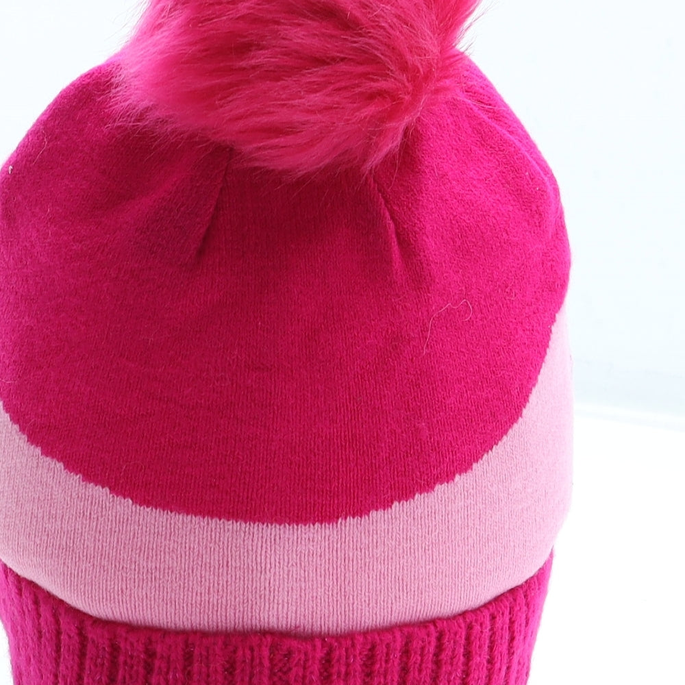 TU Girls Pink Geometric Acrylic Bobble Hat Size S - Poppy Trolls