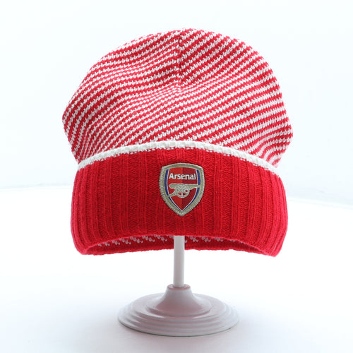 Arsenal Mens Red Striped Acrylic Beanie One Size - Football