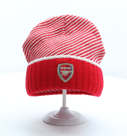 Arsenal Mens Red Striped Acrylic Beanie One Size - Football