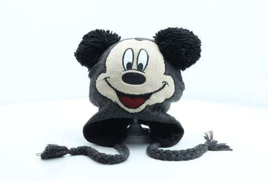 Disney Boys Grey Acrylic Bobble Hat One Size - Mickey Mouse Ears