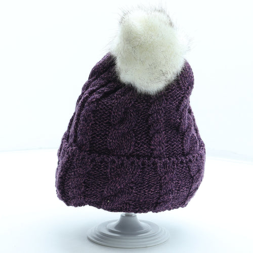 Heat Holders Womens Purple Acrylic Bobble Hat One Size - Faux Fur