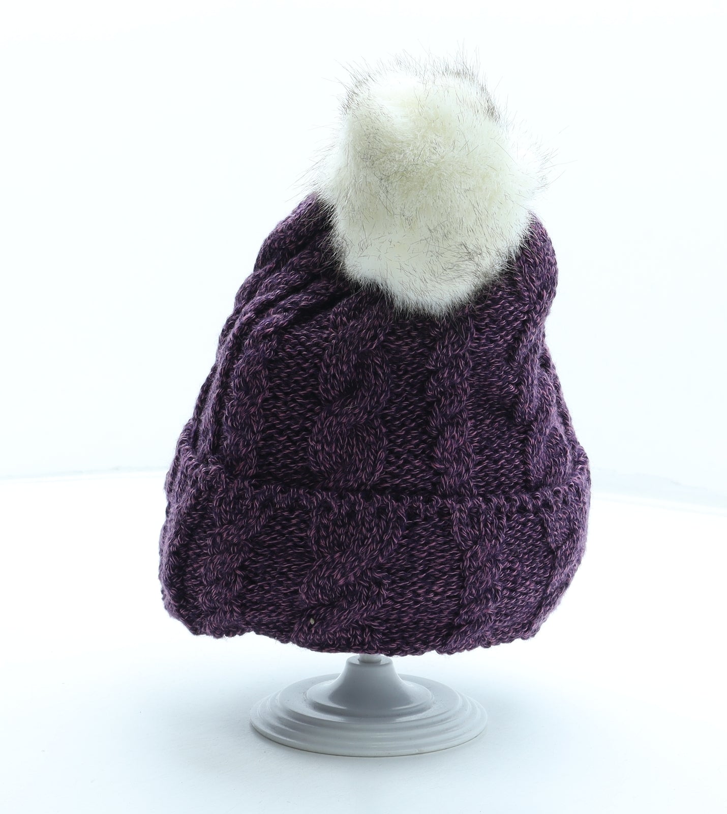 Heat Holders Womens Purple Acrylic Bobble Hat One Size - Faux Fur