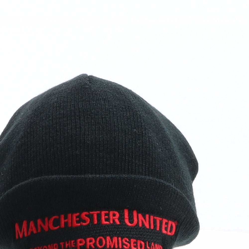 Manchester United Mens Black Acrylic Beanie One Size - Manchester United Beyond The Promised Land