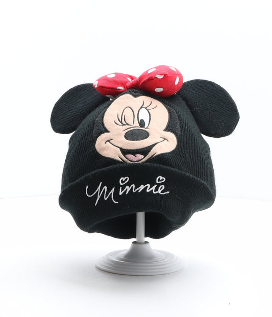 H&M Girls Black Acrylic Beanie One Size - Disney, Minnie Mouse