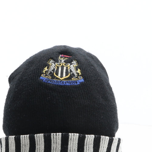 adidas Mens Black Striped Acrylic Beanie One Size - Newcastle United