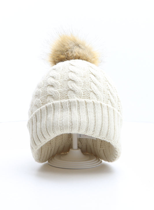 New Look Womens Ivory Acrylic Bobble Hat One Size