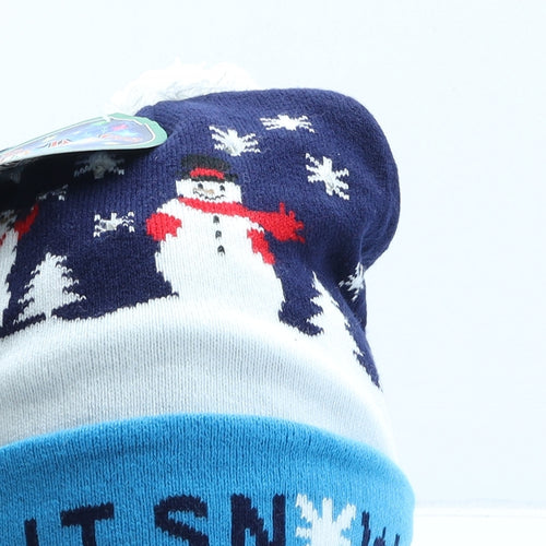 Snowman Womens Black Geometric Acrylic Bobble Hat One Size - Christmas