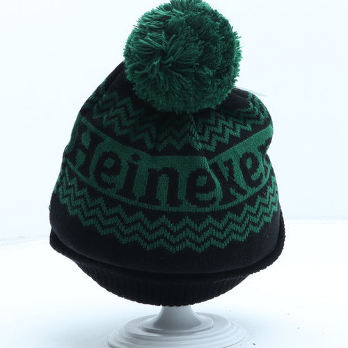 Heineken Womens Green Fair Isle Acrylic Bobble Hat One Size