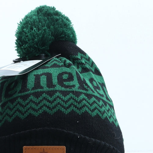 Heineken Womens Green Fair Isle Acrylic Bobble Hat One Size