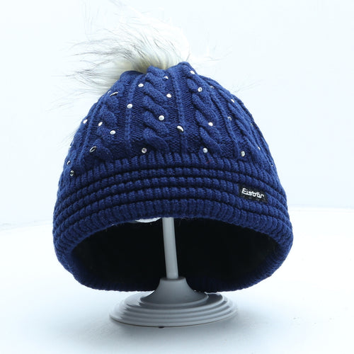 Eistor Womens Blue Polyester Bobble Hat One Size