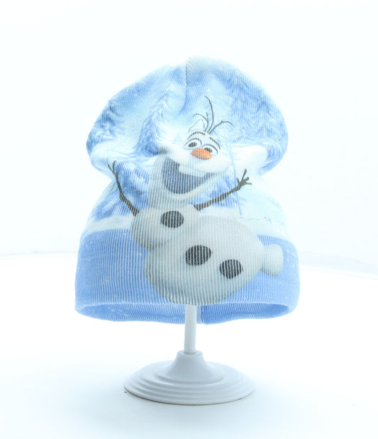 Disney Girls Blue Geometric Acrylic Beanie One Size - Frozen Olaf