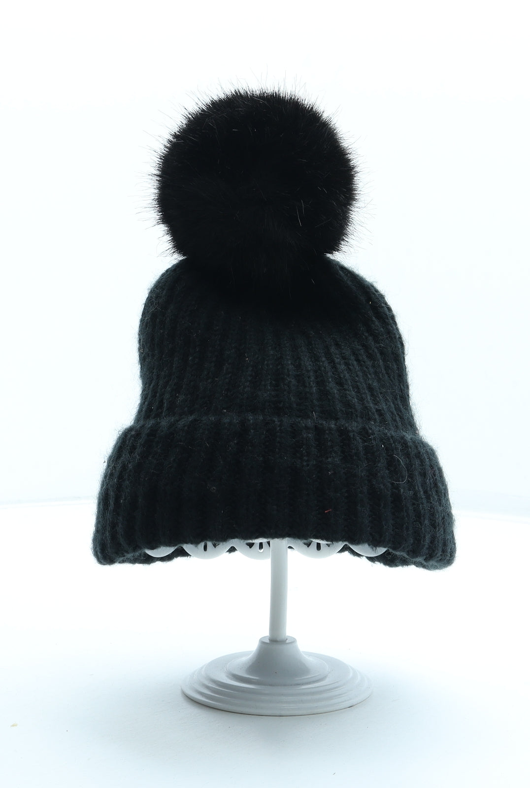 Zara Womens Black Acrylic Bobble Hat One Size