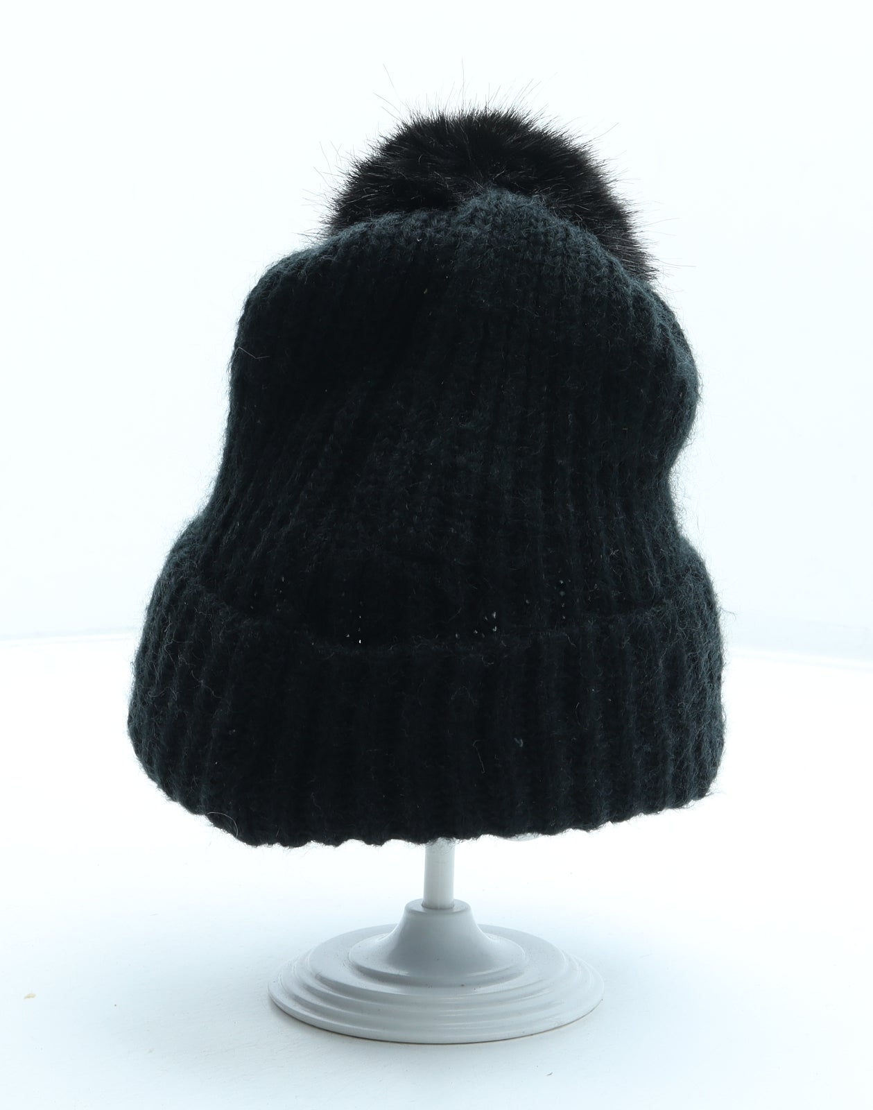 Zara Womens Black Acrylic Bobble Hat One Size