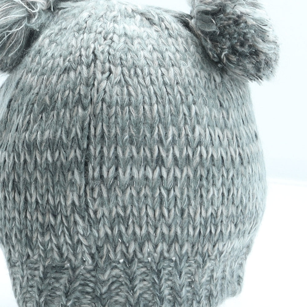 TU Girls Grey Acrylic Bobble Hat One Size - Owl