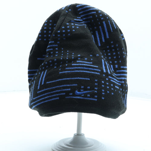 Nike Mens Blue Geometric Acrylic Beanie One Size - Logo