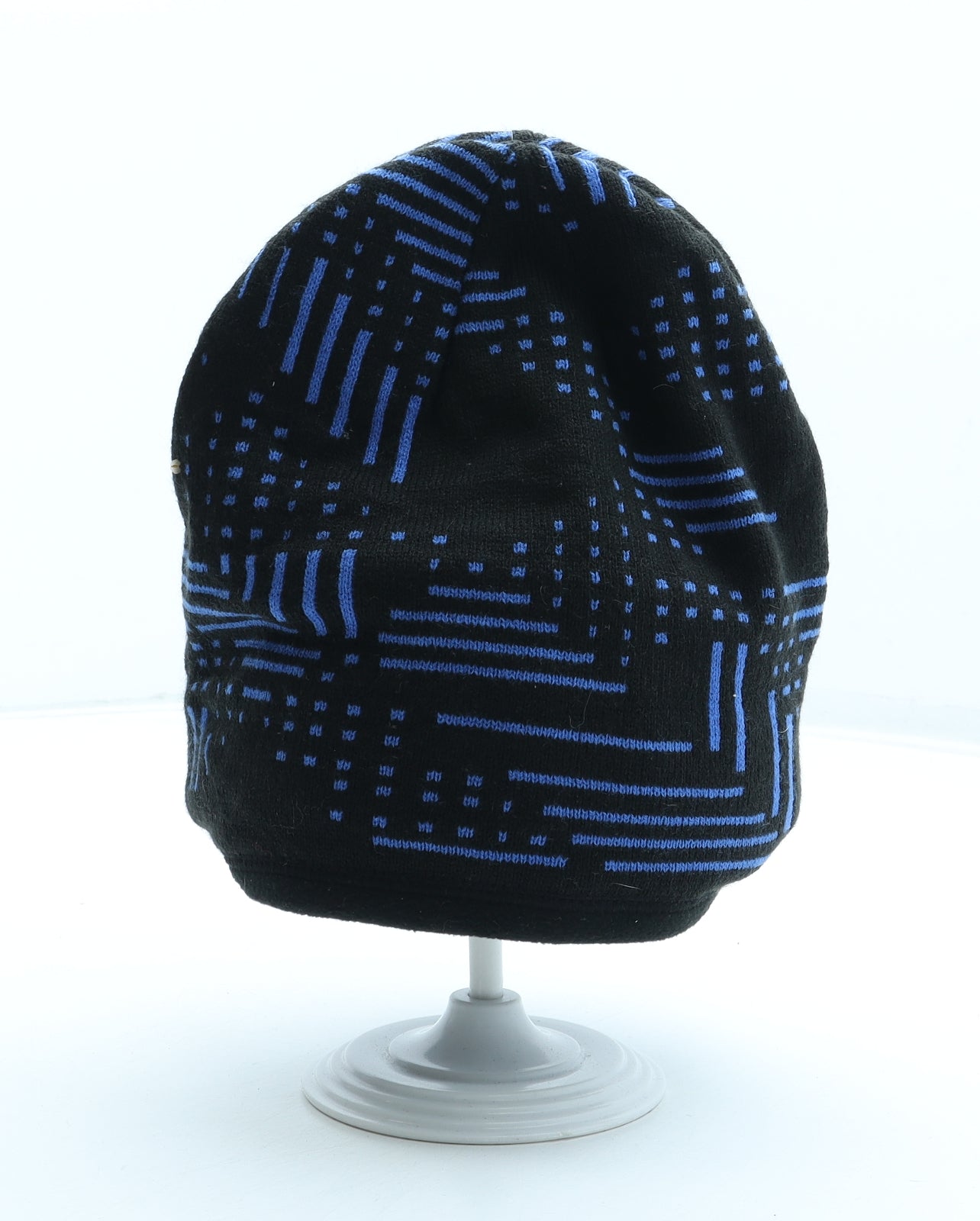 Nike Mens Blue Geometric Acrylic Beanie One Size - Logo