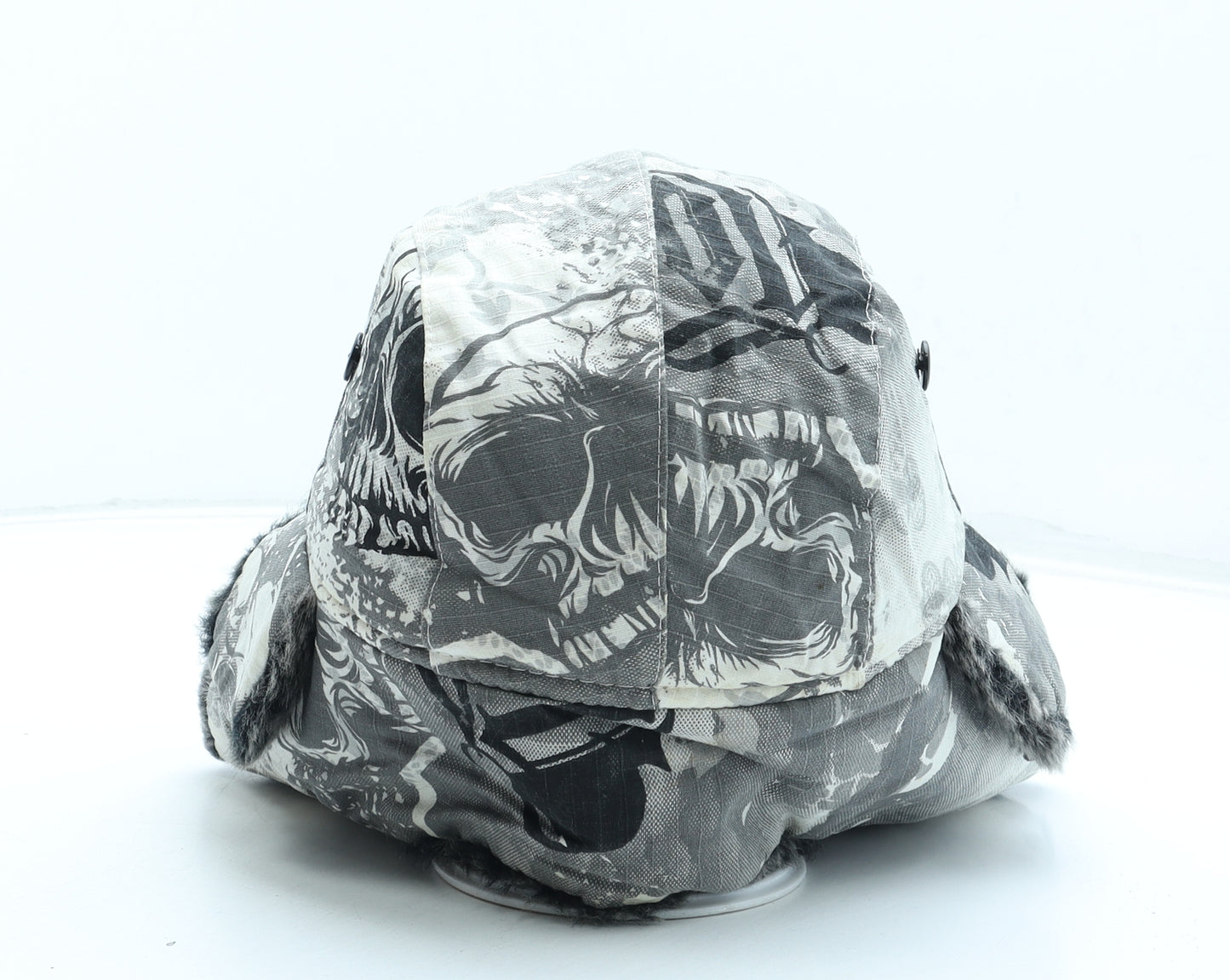 No Fear Boys Grey Acrylic Trapper Hat One Size - Faux Fur