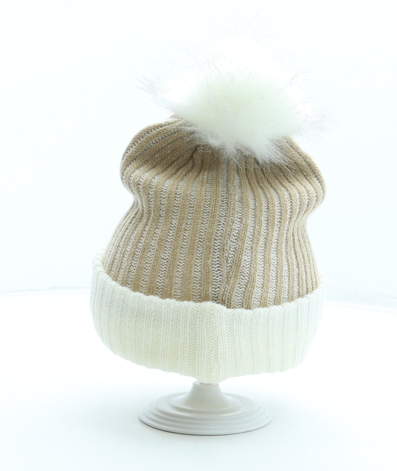 Inspirations Accessories Womens Brown Acrylic Bobble Hat One Size