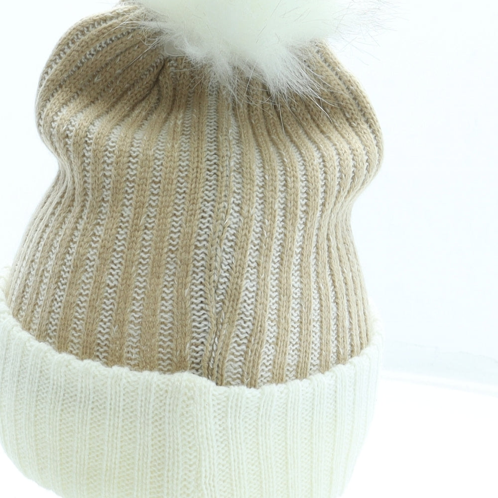 Inspirations Accessories Womens Brown Acrylic Bobble Hat One Size