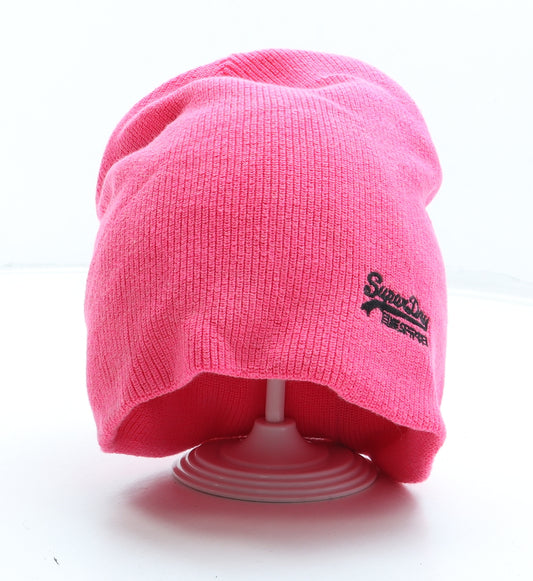 Superdry Womens Pink Acrylic Beanie One Size