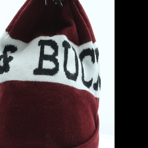 Cutter & Buck Mens Red Striped Acrylic Beanie One Size - Pom Pom Logo