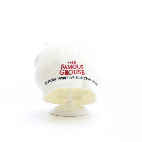 The Famous Grouse Mens White Acrylic Beanie One Size - The Famous Grouse, Scotch Whisky, Scottish Rugby
