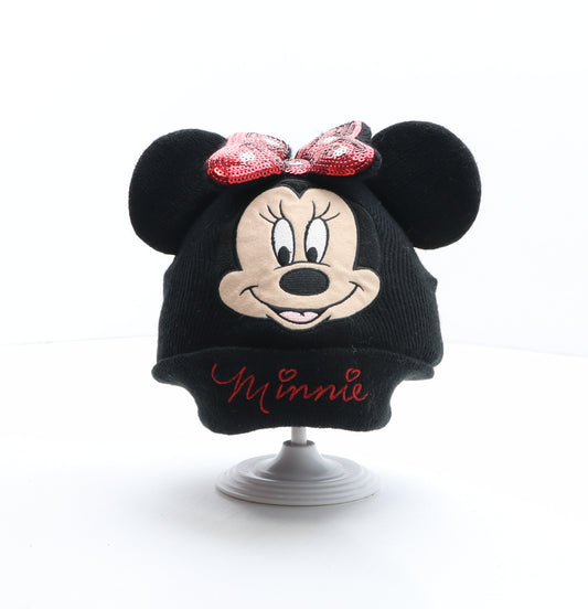 H&M Girls Black Acrylic Beanie One Size - Disney, Minnie Mouse Size 4-8 Years